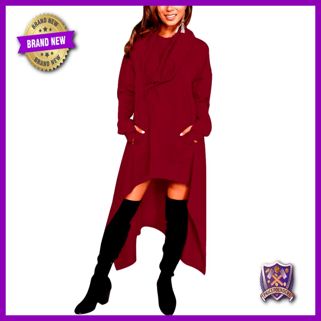 Plus Size Asymmetric Hem Hoodie Tunic Dress With Muff Pockets
